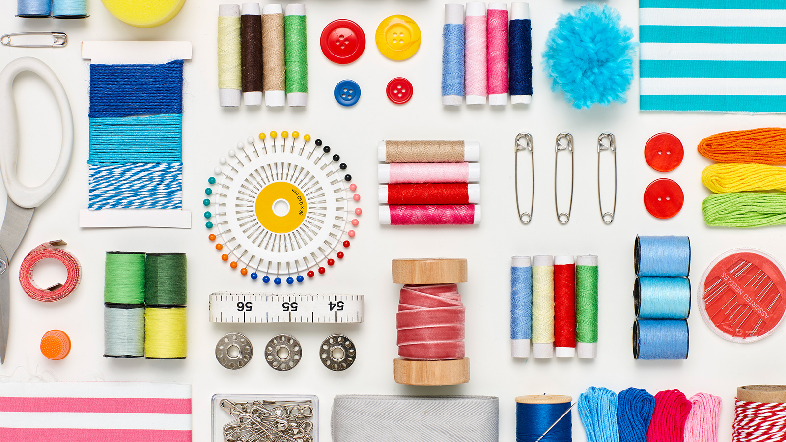 Colorful Sewing Supplies on table