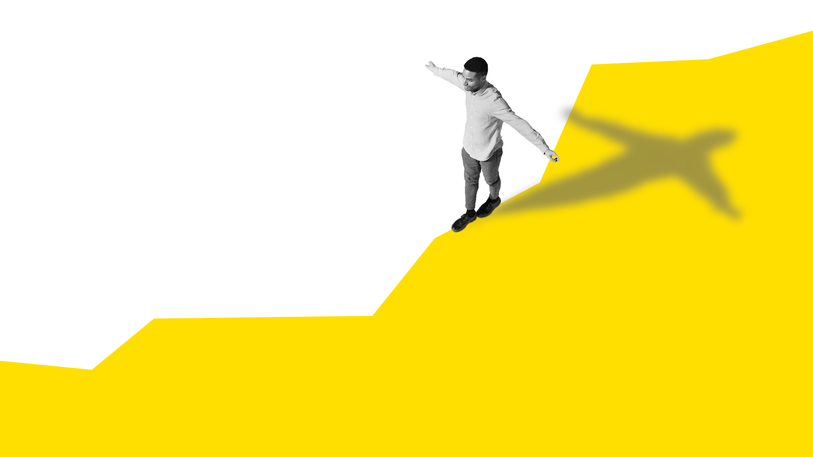 Person balancing along a graphic line