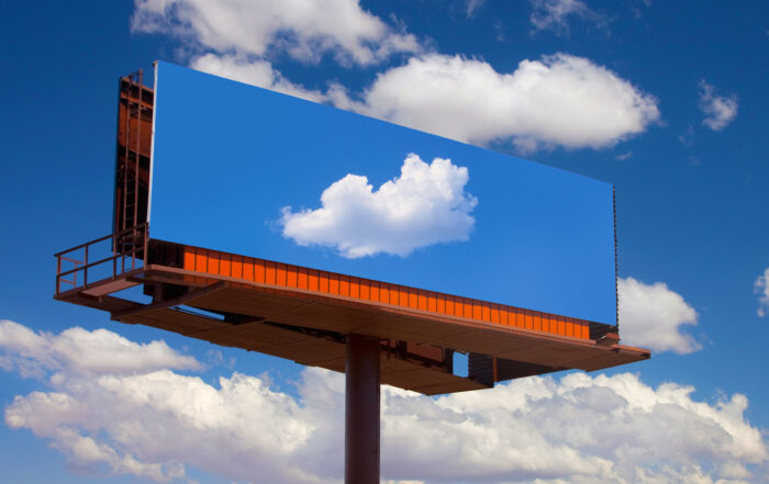 Billboard with cloud image with blue sky background