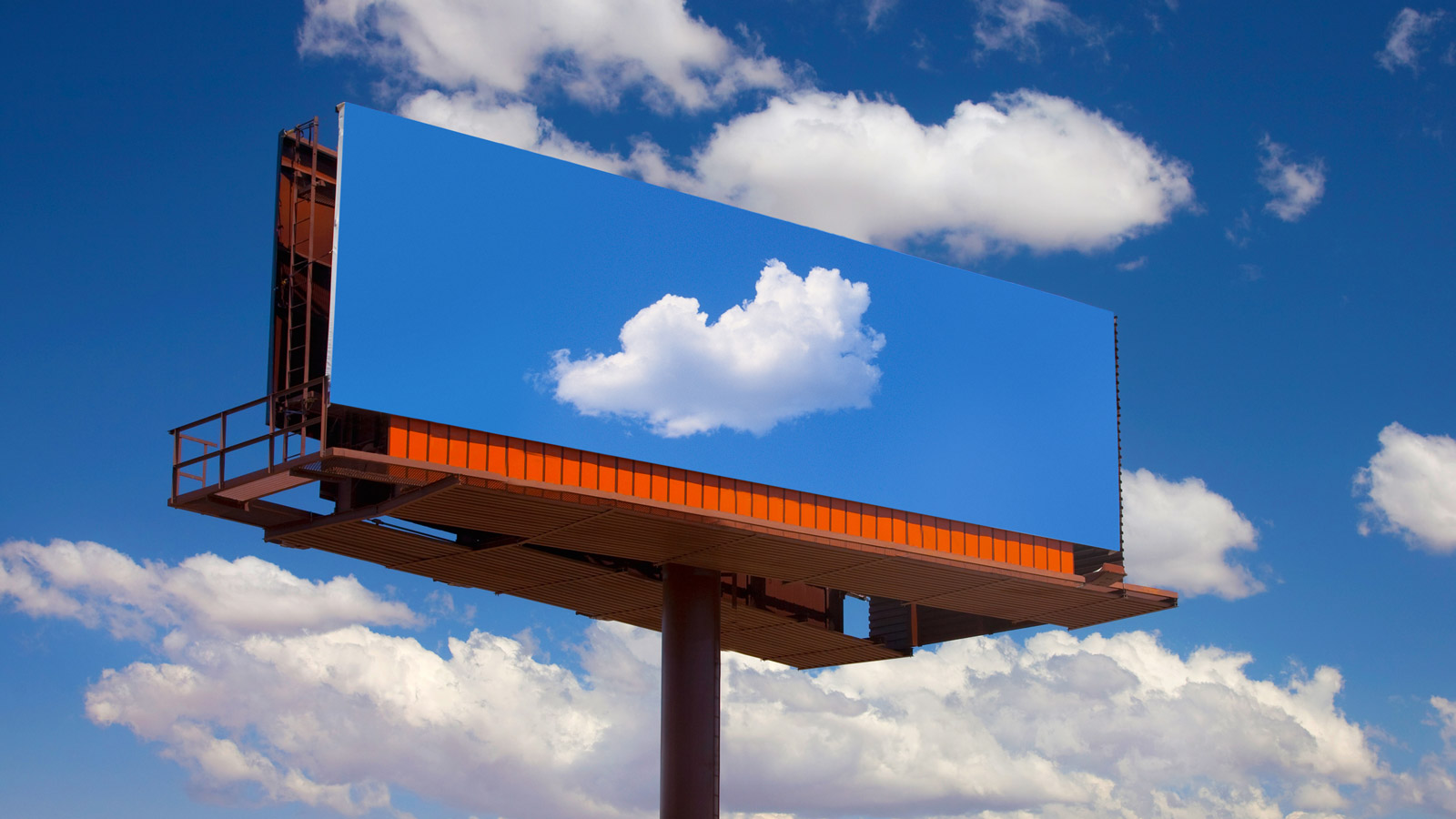 Billboard with cloud image with blue sky background