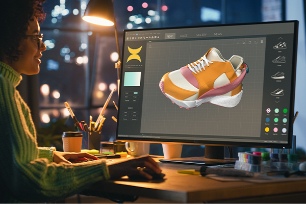 Person using CGI program for a shoe