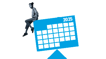 Person sitting a balancing calendar