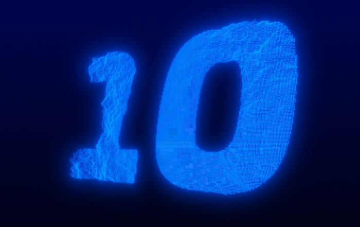 Number ten projected in blue