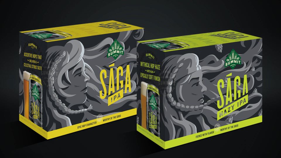 Summit Brewing Co. Saga IPA and Hazy IPA beer cases