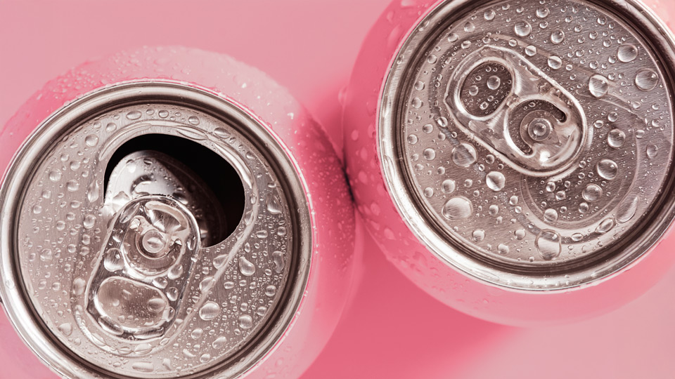 Pink soda cans